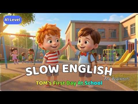 TOM's First Day At School | Easy English Listening Practice (A1 level)