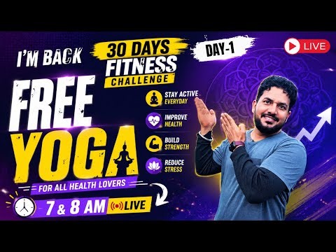 Live- 30 Days Fitness Challenge Day- 1 || Life Time free Yoga Class || #liveyoga #health