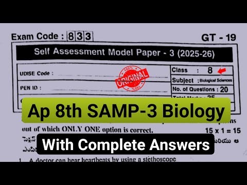 Ap 8th biology self assessment 3 question paper 2026 with answers|fa3 class 8th biology paper 2026