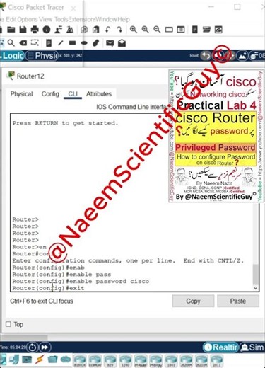 (LAB 4) ICND, CCNA, cisco How configure Privileged Enable Password? on cisco Router ?