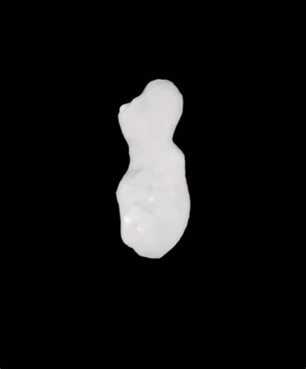 🪨 Approaching asteroid (52246) Donaldjohanson.This video is composed of images captured by the *Lucy* spacecraft.It measures approximately 8 × 4 × 3 km. Its shape—resembling an unpeeled peanut—likely resulted from two fragments, created during the collision of larger bodies, slowly merging under mutual gravitational attraction to form the single object we see today.