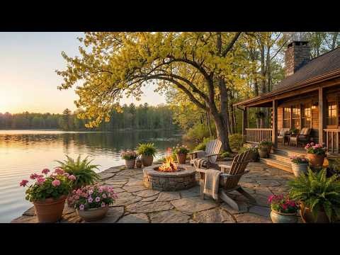 Golden Spring Lakeside Cabin Haven 🌼 Cozy Fire & Nature Sounds for Relaxation & Calm