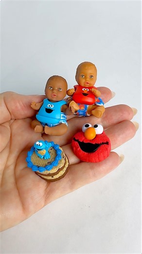 New arrivals at Grandma's miniature nursery! 👶🍪 Cookie Monster and Elmo just moved in.