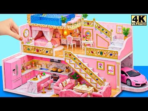 Make Bright Simple Mini House with Rooftop Pool & Luxury Bedroom 🌈❤️ | DIY Miniature House