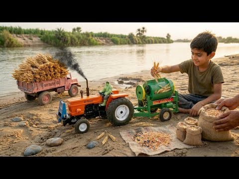 DIY Mini Tractor & Thresher Machine | Realistic 4K Wheat Harvesting | Science Project‪@MiniTractor100‬