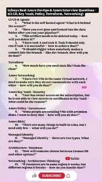 Infosys Real Azure DevOps Interview Questions 2026 (CI/CD, Key Vault, Policy, Terraform, Networking)