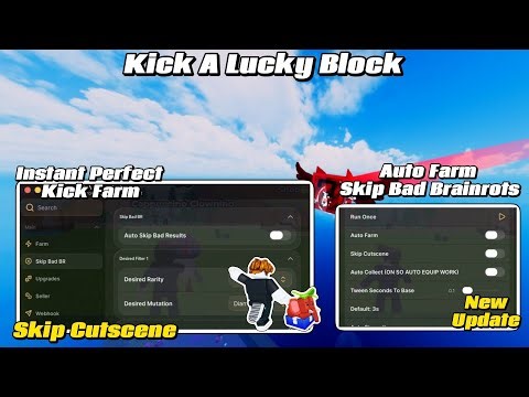 New Update Kick A Lucky Block Script Op Skip Cutscene, Skip Bad Rarity, Auto Training, Collect Work