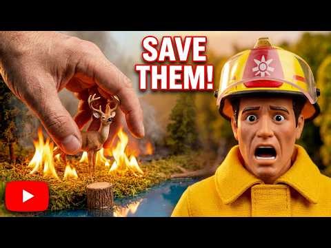 🔥ASMR diorama. Forest fire in a miniature forest! 🦌 Animal Rescue | Miniature World