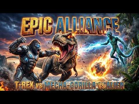 Mecha-Gorilla: Alien Encounter & Epic T-Rex Fight!