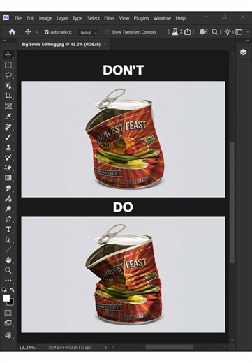 Easy Photoshop Tips: How to Create a Crushed Tin Can Mockup! #adobe #photoshop #tutorial #bigsmileediting