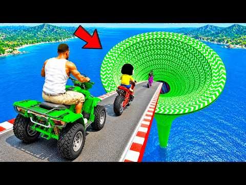 SHINCHAN AND FRANKLIN TRIED THE IMPOSSIBLE INVERSE FUNNEL TUNNEL PARKOUR CHALLENGE GTA 5