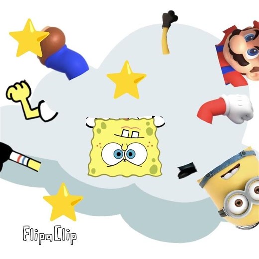 Stuart, Bob Esponja e Mario Fight Cloud #minions #bobesponja #supermario #animation