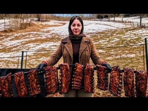 Mountain Village LIFE — Cooking BBQ RIBS over Campfire
