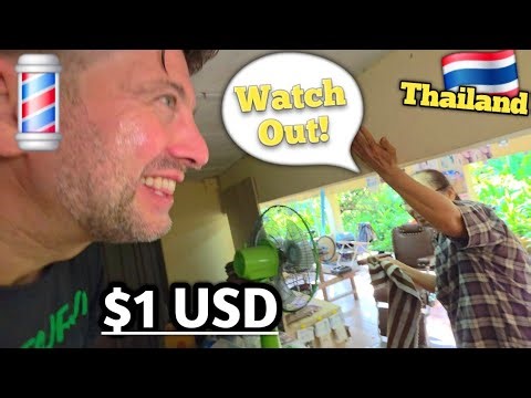 💈Jungle Cut ✂️🌴 $1 Wild Hidden-Under-the-House Thai Barber Experience (Haircut, Shave, Eyebrow) 🇹🇭