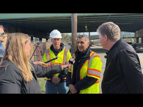Rhode Island officials give update after part of bridge falls onto train tracks in Cranston