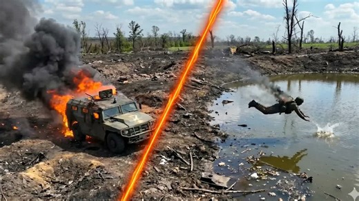Russian armored column drives straight into a trap then gets destroyed