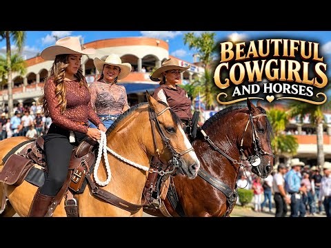 Beautiful cowgirls riding magnificent horses, celebrating elegance, freedom, and Colombian tradition