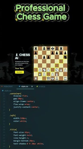 Professional Chess AI Game in JavaScript ♟️ | Player vs Computer #coding #shorts #javascript #viral