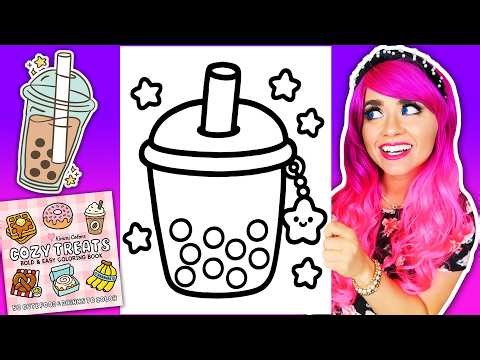Coloring My Cozy Treats Coloring Book 🧋 Boba Tea Coloring Page 💕 Ohuhu Art Markers