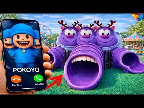 CURSE of Mr GIANT POCOYO SLIDE - story about mr DEER MONSTER transformation in DOUBLE SLIDE