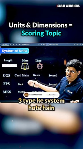 Units & Dimensions = Scoring Topic 💯 #shorts #motivation #saranshsir