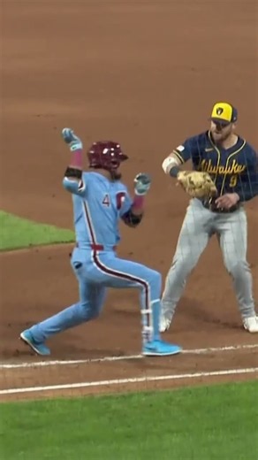 Luis Arráez went down in pain after running to 1st base on this play #MLB #phillies #baseball