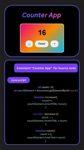 JavaScript Counter App | Increase, Decrease & Reset Button