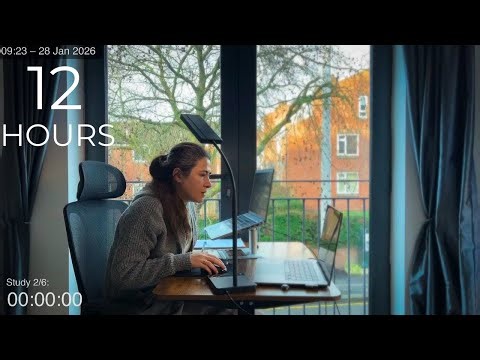 12-Hour LIVE Study With Me 🎓 | Cozy UK Ambience | Custom Pomodoro Timer | Deep Work Mode