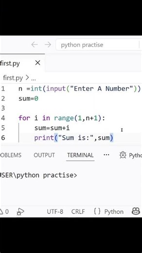 Learned How to Find Sum till N in Python (Day 7)!
