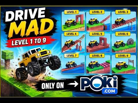 Drive Mad Level 1 to 9 Full Gameplay | Poki.com #viral #drivemad #pokie