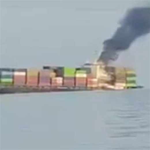 Iran release footage claiming to show container ship sunk in Strait of Hormuz after hitting mine