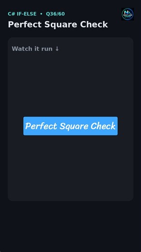 Perfect Square Check in C# using If-Else | C# Tutorial #shorts