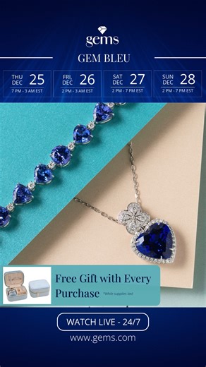 Don’t miss the Gem Bleu showcases this week and our all-day lineup of live showcases with stunning creations at unbeatable insider pricing, only on gems. 👉Watch Live: www.gems.com Thursday December 25 Shows: 🔹Gem Bleu with Marvin | 7 PM - 3 AM ET 🔹Modern Estate & Period Jewelry with Jason | 3 AM - 9 AM ET #JewelryLover #LiveJewelryShow #HighJewelry #GemstoneJewelry #EndOfYearStyle #DecemberBirthstone #Tanzanite | Gem Shopping