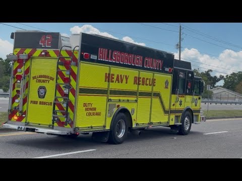 Hillsborough County Fire Rescue heavy rescue 42 responding to a structure fire ￼