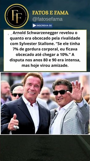 Arnold Schwarzenegger revela a obsessão para superar Sylvester Stallone: “Virou uma competição”🎥🍿