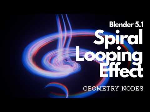 Blender 5.1 procedural spiral looping effect by geometry nodes