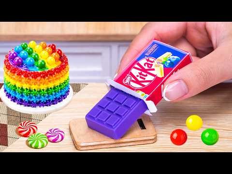 Delicious KitKat Cake | Easy Miniature Rainbow Cake Recipe With Purple KITKAT Chocolate Bars