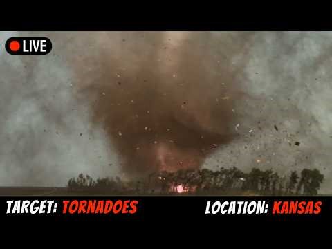 🔴 Violent Tornado Threat Strikes Kansas - LIVE STORM CHASER