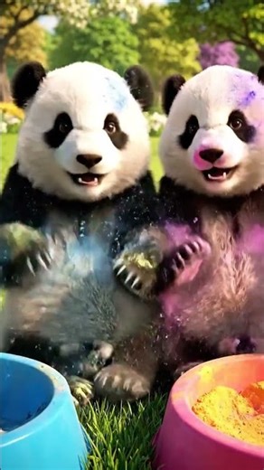 Too Many Baby Pandas Playing Colorful Holi 🐼🎨 | Cutest Ever