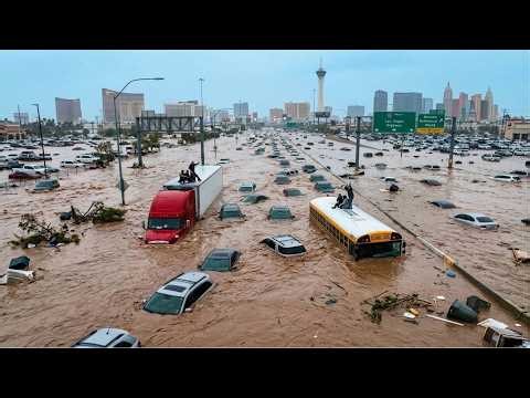 Tragedy in Las Vegas, Nevada, USA! Roads Turns into River, Cars Swept in Henderson