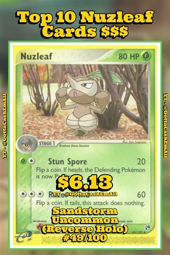 Top 10 RAREST Nuzleaf Pokémon Cards You NEED to See! 🍃💎 (Hidden Gems!) #pokemon #top10 #tcg #pokémon