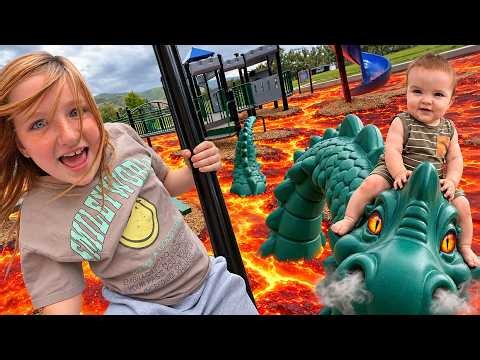 LAVA MONSTER BABY!!  Adley & Navey save Castle Park when the Floor is Lava! fun family game to play