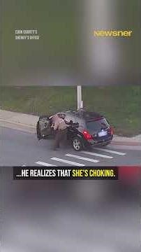 Officer Saves Choking Woman in Split Second #rescue #heroic #viral