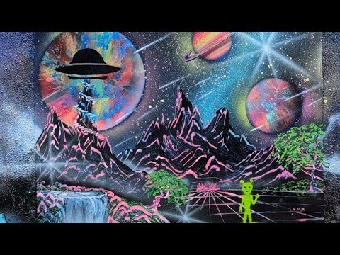 🛸 Mothership Docking Station 👽 Sci-fi Spray Paint Art Tutorial | Fantasy Street Art | UFO And Alien