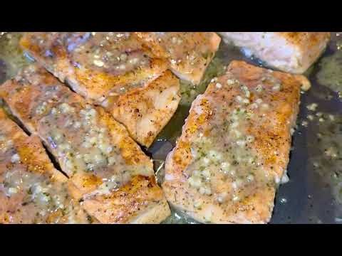 SUPER DELICIOUS Pan Seared Salmon And Garlic Lemon Butter SAUCE!!!