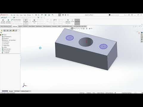 SolidWorks Beginner Tutorial | Create a Block with 3 Holes in Just 2 Minutes | Easy CAD Practice