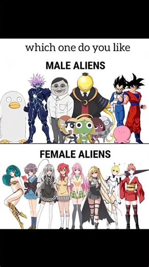 Male aliens and female aliens in anime 💀 #goku #vegeta #eren #anime #nami #luffy #bleach