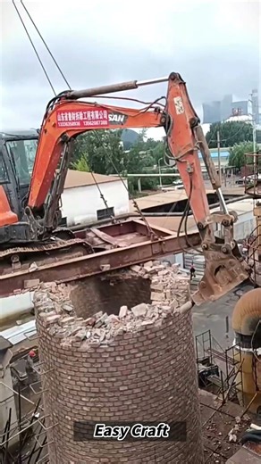 Top Down Demolition of an Industrial Brick Chimney