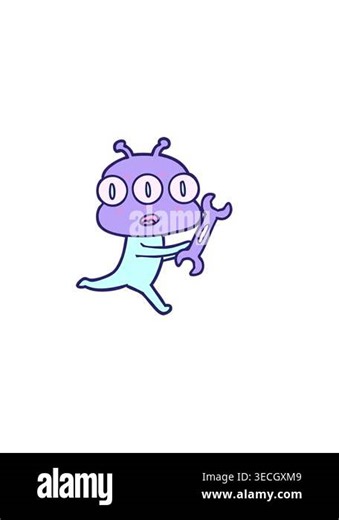 horizontally vibrating animation of three eyed alien Stock Video Footage - Alamy