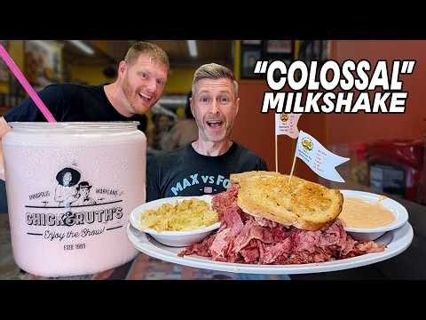 "MAN VS FOOD COLOSSAL" MILKSHAKE & SANDWICH CHALLENGE WITH A GUY NAMED ELI